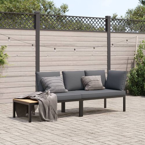 VidaXL 2-dijelni set vrtnih sofa s jastucima crni aluminijski Slike