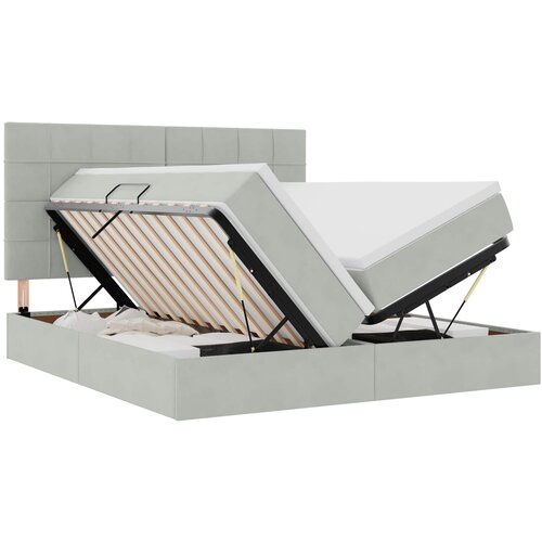 vidaXL Krevet s LED trakama Svijetlo siva 180 x 200 cm Bar&scaron;un - Svjetlosiva 180 x 200 cm Blok sa kvadratićima Cijene
