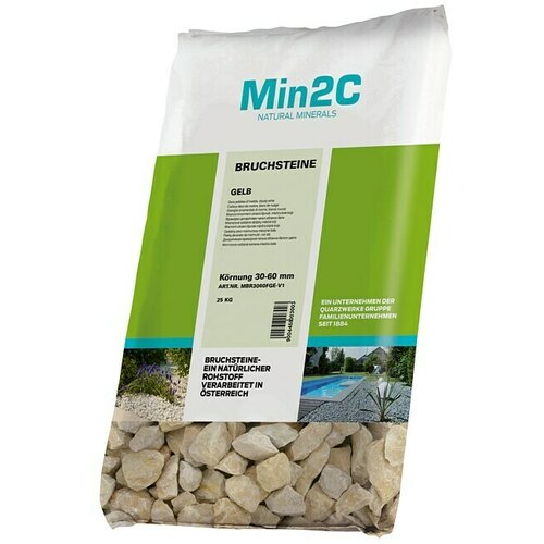 Min2C ukrasno lomljeno kamenje (žute boje, granulacija: 30 mm - 60 mm, 25 kg) Slike