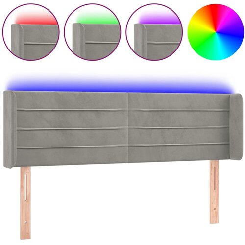 Maison Chic led posteljno vzglavje - vzglavna omarica - nočna omarica svetlo sivo 147x16x78/88 cm žamet, (21708000) Slike