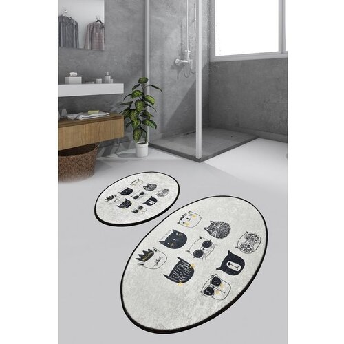 Cutie blackwhite bathmat set (2 pieces) Cene