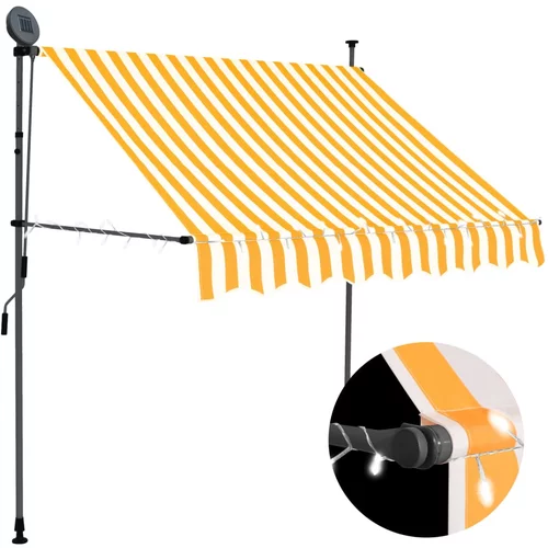 vidaXL Ročno zložljiva tenda z LED lučkami 150 cm bela in oranžna, (20728789)