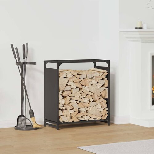 vidaXL stojalo za drva črno 60x28x65 cm hladno valjano jeklo Cene