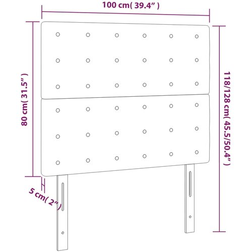  LED uzglavlje smeđesivo 100x5x118/128 cm od tkanine Slike