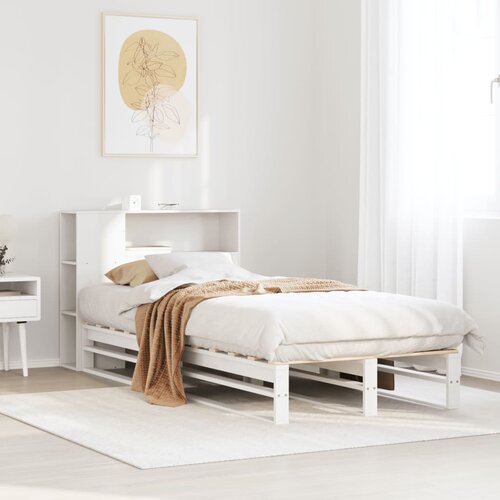  Krevet s regalom za knjige bez madraca bijeli 75x190 cm od drva Cijene