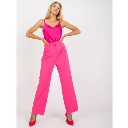 Fashion Hunters RUE PARIS pink women's suit trousers with pockets