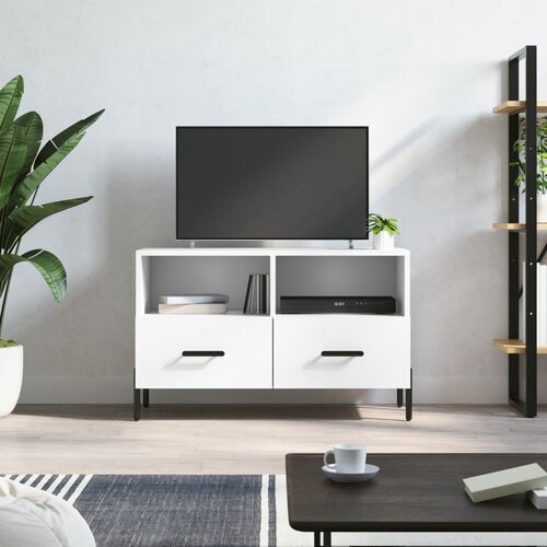 The Living Store TV omarica bela 80x36x50 cm inženirski les - TV Omarica, (21429796) Slike