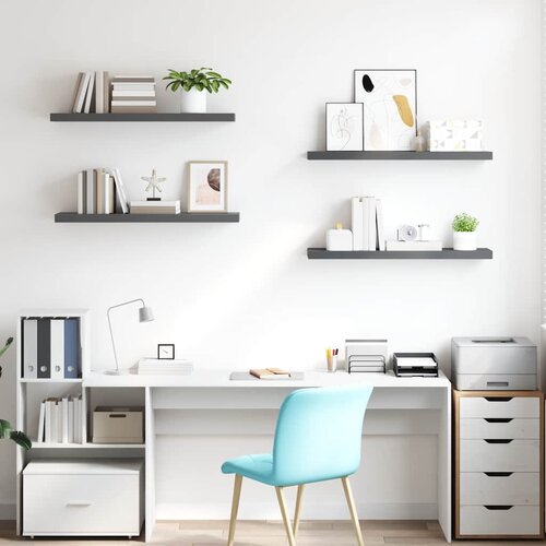  Plutajuće zidne police 4 kom sjajne sive 90 x 23,5 x 3,8 cm MDF Slike