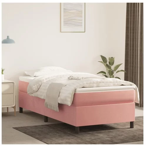  Box spring postelja z vzmetnico roza 90x200 cm žamet