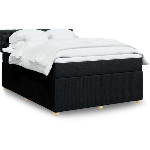  Krevet s oprugama i madracem crni 140 x 190 cm od tkanine Slike