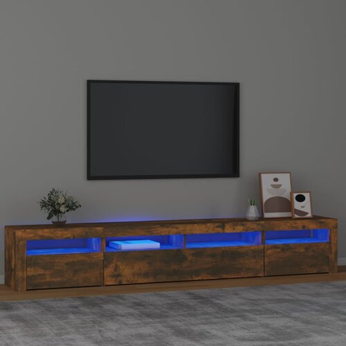 TV ormarić s LED svjetlima boja dimljenog hrasta 240x35x40 cm Slike