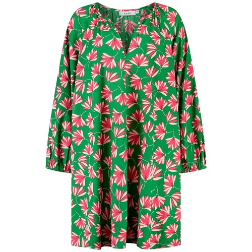 Shiwi Poletna obleka zelena / svetlo roza / živo rdeča