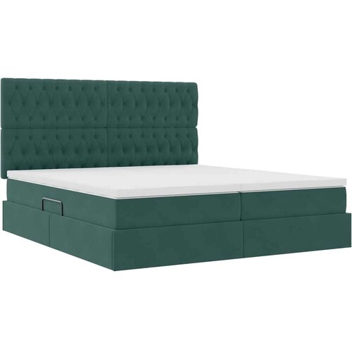 VidaXL Krevet s od storage s madracem Tamnozelena 200 x 200 cm Bar&amp;scaron;un Slike