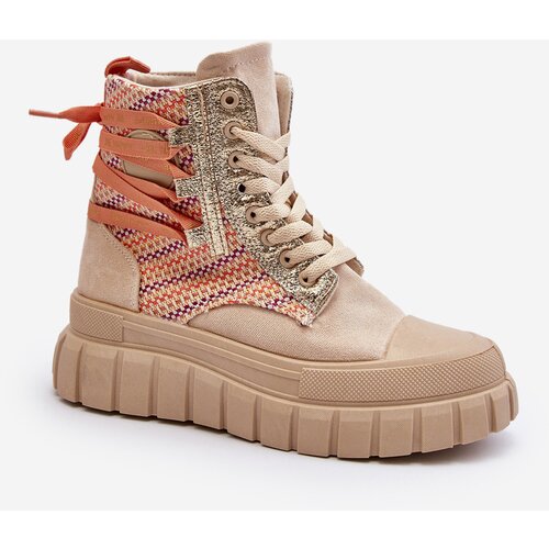 Boto Women&amp;#039;s High Suede Sneakers Beige Eleamia Slike