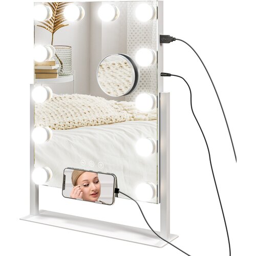 HOMCOM LED ogledalo za ličenje (steklo, kovina) 36,5D x 8,5&Scaron; x 45,5V cm &ndash; bela, (5000242288) Cene