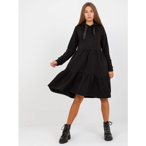 Fashionhunters Black FRESH MADE hooded sweatshirt dress Cene