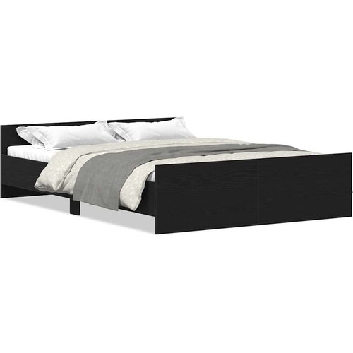 Maison Chic Posteljni Okvir - Dvoposteljna postelja brez vzmetnice črni hrast 120x190 cm inž. les, (22082509) Slike