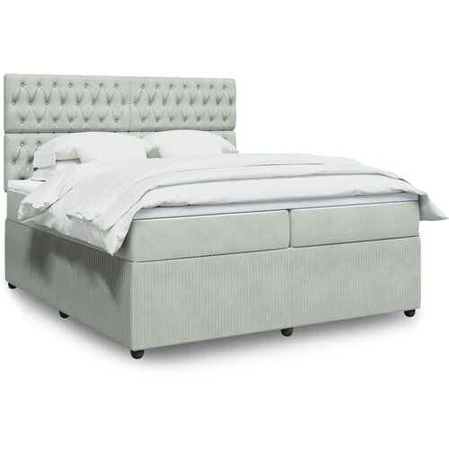 VidaXL Krevet s oprugama i madracem svjetlosivi 200x200 cm bar&amp;scaron;unasti Slike