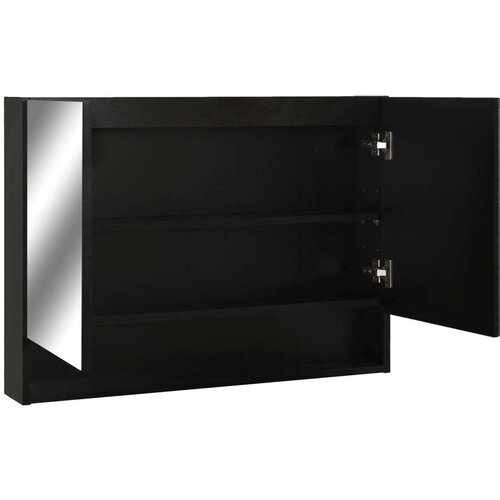 VidaXL lED kupaonski ormarić s ogledalom crni 80 x 15 x 60 cm MDF Slike