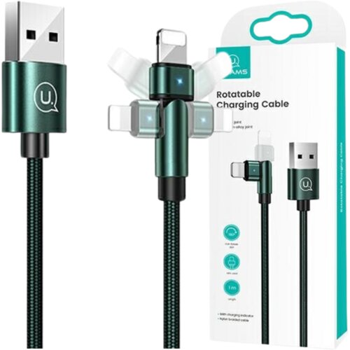 Usams VRTLJIV BRIDED KABEL U60 2A ZA LIGHTNING GREEN 1M ZA IPHONE, (21980367) Cene