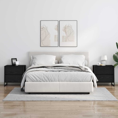  Noćni ormarić Crni hrast 50 x 39.5 x 50 cm Konstruirano drvo Slike