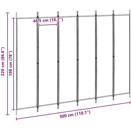  Razdjelnik prostora s 6 panela Bež 300 x 220 cm Tkanina Slike