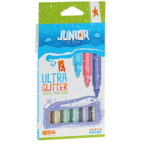 Junior Ultra Glitter, flomasteri sa šljokicama, pastelna, 6K ( 130331 ) Slike