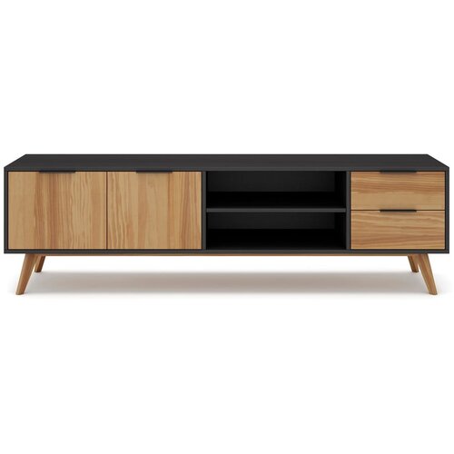 Marckeric Crni/natur TV stol od borovine 180x53 cm Lavis - Slike