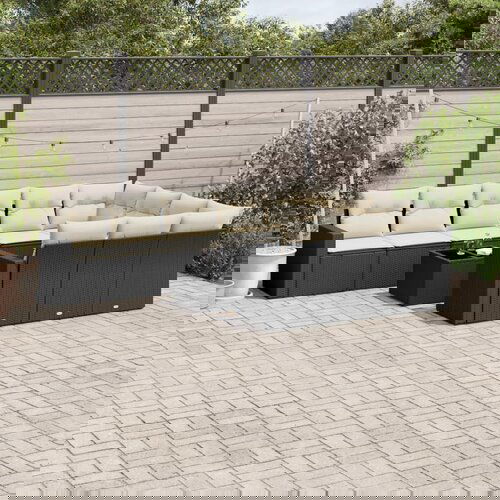  The Living Store Vrtna sedežna garnitura 11-delna z blazinami črn poli ratan - Vrtna Sedežna Garniture, (21449422) Cene