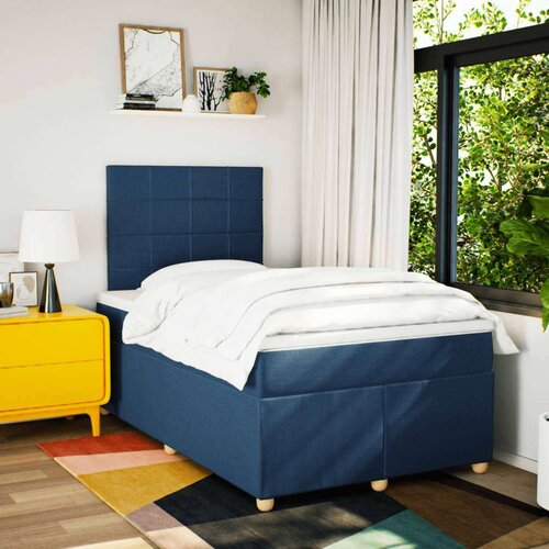 vidaXL Box spring postelja z vzmetnico modra 120x190 cm blago, (21308469) Cene