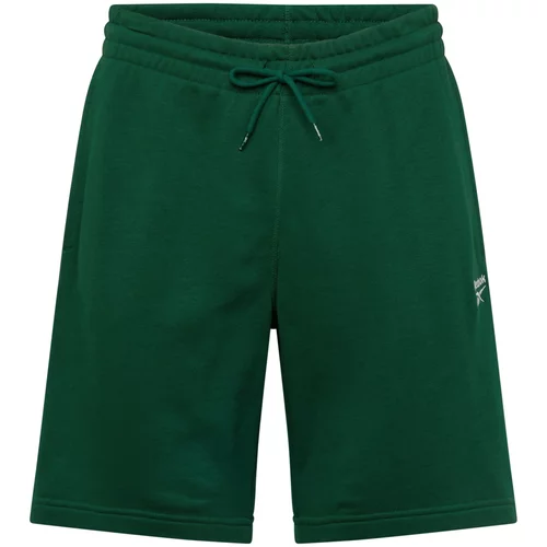 Reebok Športne hlače temno zelena / bela