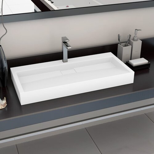 The Living Store Umivalnik 100x46x11 cm mineralna litina/marmorna litina bel - Umivalnik, (21751169) Cene