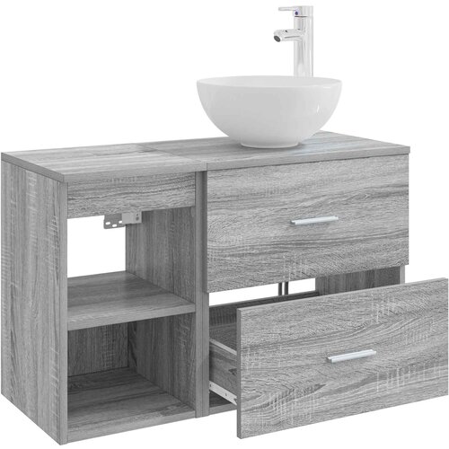  Set namje&amp;scaron;taja za kupaonicu 2 pcs Siva Sonoma Konstruirano drvo Slike