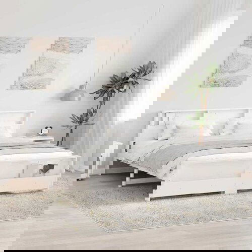 VidaXL Konstrukcija postelje Bela 200 x 200 cm Trdna borovina Slike