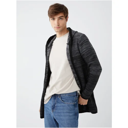 LC Waikiki Men's Long Sleeve Knitwear Cardigan with a Hoodie