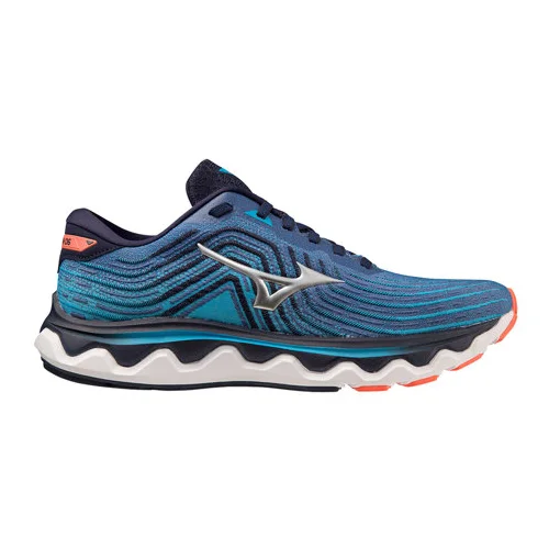 Mizuno Wave Horizon 6 moške športne superge, Surf/Silver/Neon Flame, (21507141-c1541768)