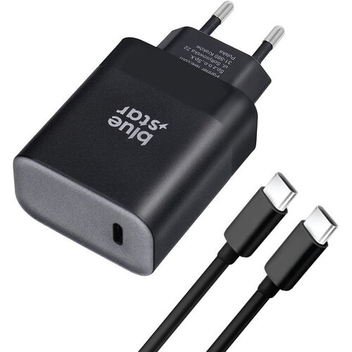 Blue Star Polnilec za telefon USB C QC4.0 PD 3A 45W + kabel USB C to USB C TFB-TC-45WPD črn Slike