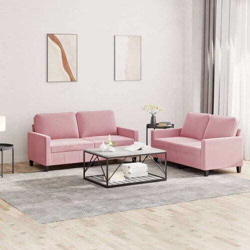  2-dijelni set sofa s jastucima ružičasti bar&amp;scaron;unasti Slike