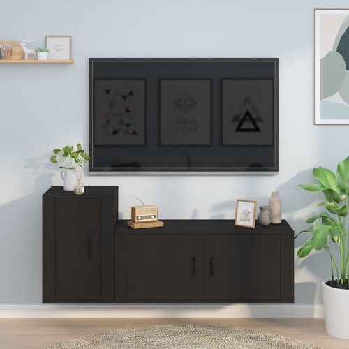  2-dijelni set TV ormarića crni od konstruiranog drva Slike
