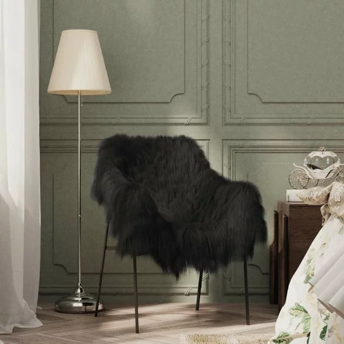 Navlaka za stolicu od islandske ovčje kože crna 70 x 110 cm