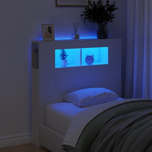 VidaXL LED posteljno vzglavje belo 100x18,5x103,5 cm inženirski les Slike