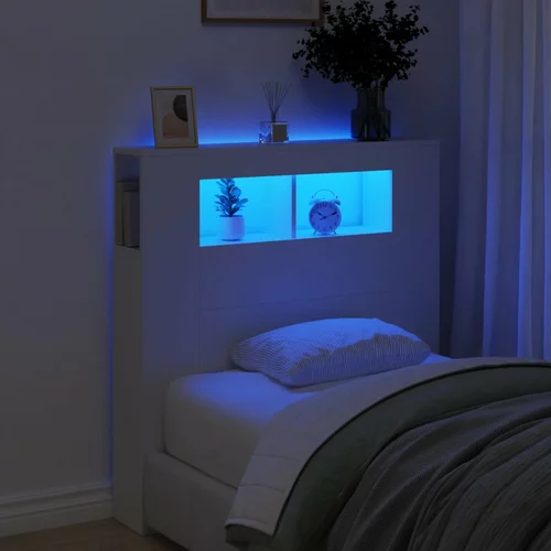 vidaXL LED posteljno vzglavje belo 100x18,5x103,5 cm inženirski les
