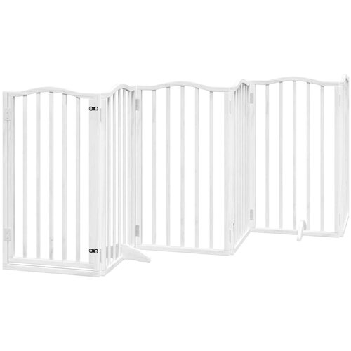  Vrata za pse s vrata&amp;scaron;cima 9 panela sklopiva 450 cm drvo topole Bijela 50 x 90 x 2 cm Slike