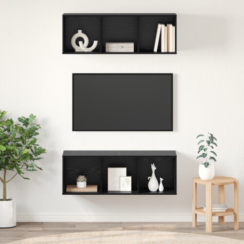 vidaXL Zidni TV ormari s policom Zidne s pohranom 2 pcs Crni hrast 37 x 37 x 107.5 cm Cijene