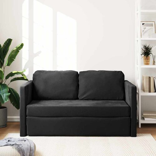  Podni kauč na razvlačenje 2-u-1 crni 122x204x55 cm bar&scaron;unasti Cijene