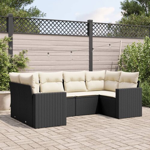 vidaXL 6-dijelni set vrtnih sofa s jastucima crni od poliratana Cijene