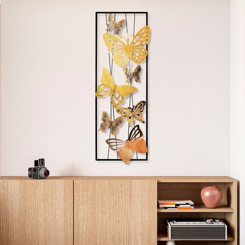 Wallity zidna dekoracija kelebek 2, 32 x 90 x 4 cm, zlatne boje Cene