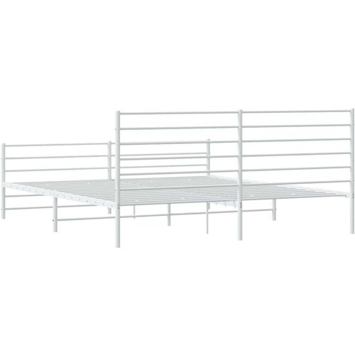 VidaXL Metalni okvir kreveta uzglavlje i podnožje bijeli 193x203 cm Slike