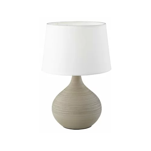 Tri O Bijelo-smeđa stolna svjetiljka od keramike i tkanine Martin, visina 29 cm