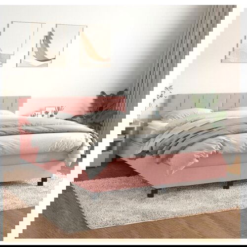 VidaXL Krevet s oprugama i madracem ružičasti 140x200 cm bar&amp;scaron;unasti Slike